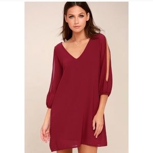 Lulus Shifting Dears Wine Shift Dress